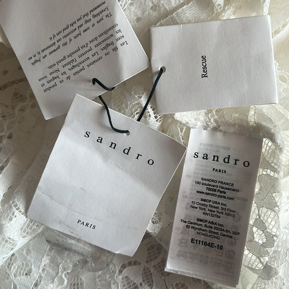 NWT Sandro Paris Hamia Lace Top Blouse Size 3 White - Picture 10 of 12